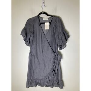 ASTR The Label Slate Gray Wrap-Style Ruffle Dress